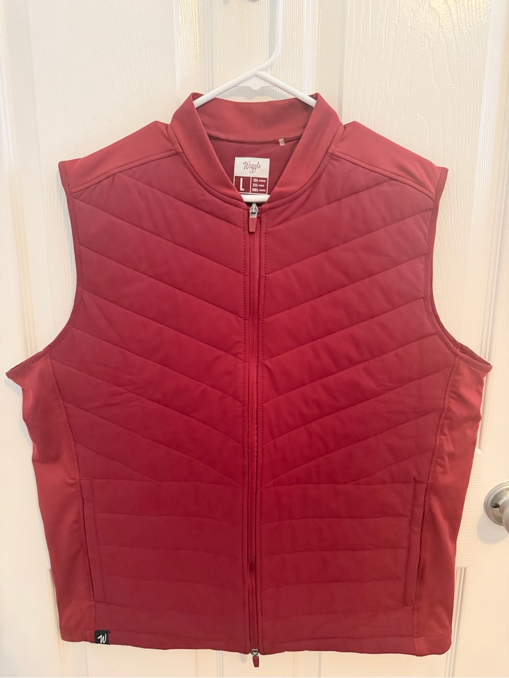 Waggle Men's Quilted Red Vest - Lightweight Insulated Layer ~ Size Large